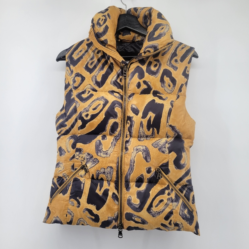 Emilio Pucci Down Filled Animal Print Vest Brown and Black S8ze 6